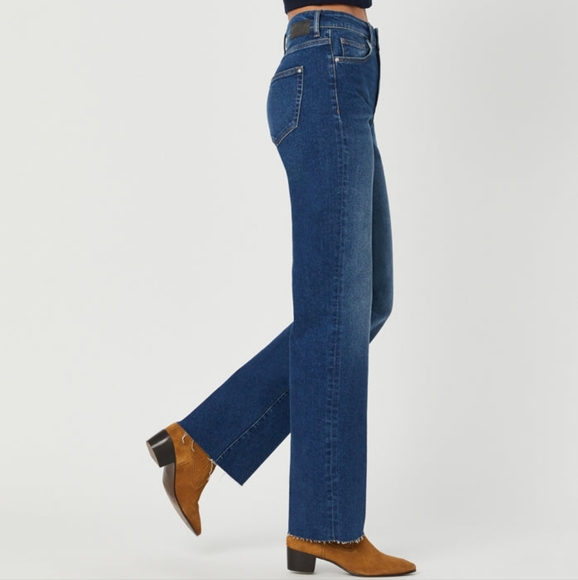 Mavi Victoria High Rise Wide Leg Jeans Size 29 Raw Hem Indigo Wash - Picture 1 of 16